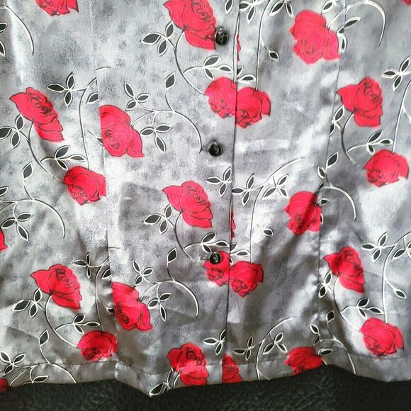 Christie & Jill Womens Button Up Multi-Color Size 10 100% Polyester Short Sleeve - Picture 11 of 12